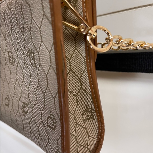 Vintage Dior honeycomb Beige & Brown Coated Canvas Shoulder Bag-no dustbag - Picture 3 of 16